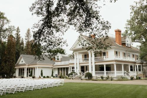 Chairs set up for a ceremony at The Norland, an elegant mansion wedding venue