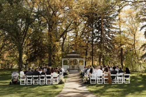 A wedding ceremony at the gazebo on the Norland Estate, an outdoor wedding venue 