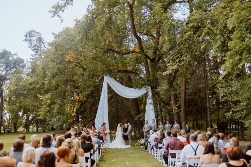 An outdoor wedding ceremony at the Norland