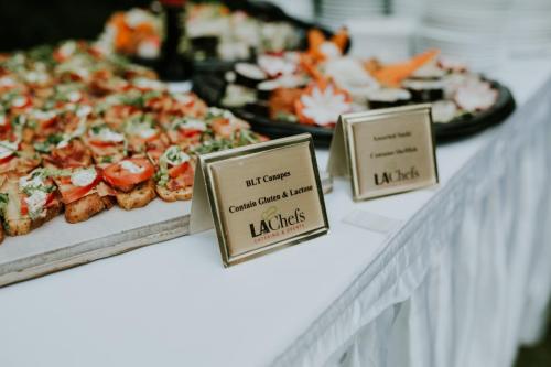 Catered food on a table at a corporate event 